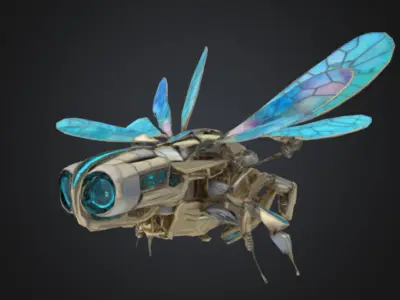 Cyber Fly Low poly game ready - not rigged Low-poly 3D model