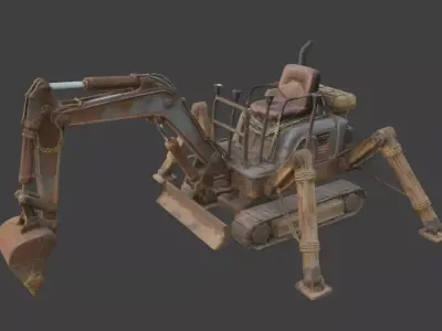 Post-Apocalyptic Spider Excavator Low-poly 3D model