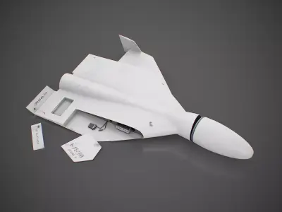 crashed Shahed-136 kamikaze drone after its fall Low-poly 3D model