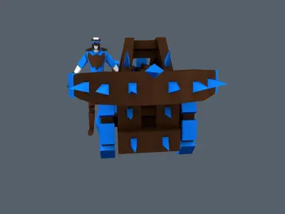 Ballista armored vehicle with wheels Low-poly 3D model