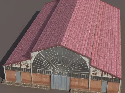 Factory Hangar Low Poly 3d Model Low-poly 3D model
