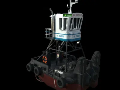 Truckable Push Boat  Low-poly 3D model