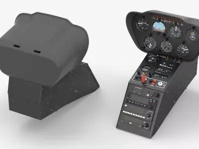 Vertical Flight Dashboard Unit with Flight Gauges Black 3D model