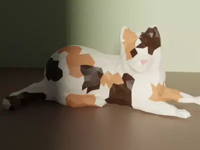 Low Poly Cat Model calico Low-poly 3D model