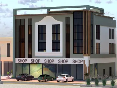 Contemporary Commercial Building A17 DWG and SketchUp 3D model