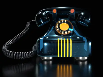 Landline telephone Low-poly 3D model