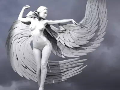Four Elements Wind Sculpture Huge Wings 3D model