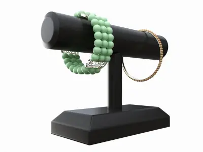 Store vintage wooden jewelry bracelet display stand 3D model