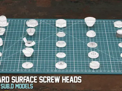 25 Sub-D Hard Surface Screw Heads Free 3D model