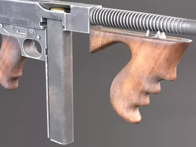 Thompson submachine gun smg Low-poly 3D model