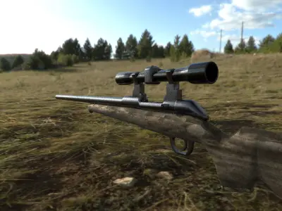Sniper gun with barrel Low-poly 3D model