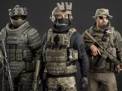Modular Military Character Low-poly 3D model purchase