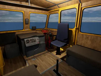 Railroad Trolley for UE4 Low-poly 3D model