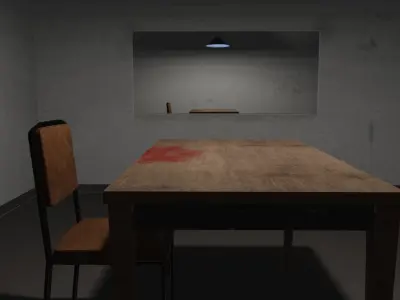 Interrogation Desk and Chair Low-poly 3D model
