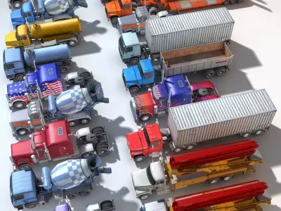 18 LOW POLY Trucks COLLECTION 3D model