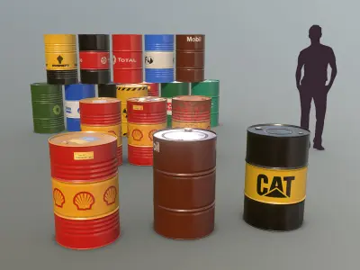 Cargo Iron Barrels 200L Brands Low-poly 3D model