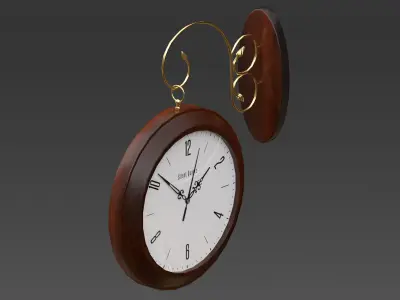 Double Sided Wall Clock v2 Low-poly 3D model