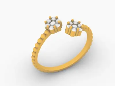Antique Toi Et Moi Ring 3D print model