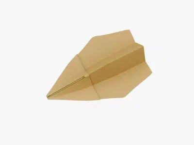 Paper Plane Orange Low-poly 3D model
