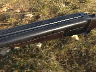 replica sawed off double barrel shotgun Low-poly 3D model