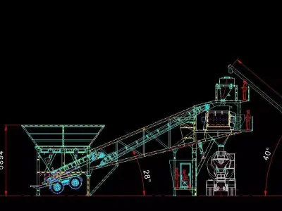 100m3 Mobile Concrete Batching Plant 3D model