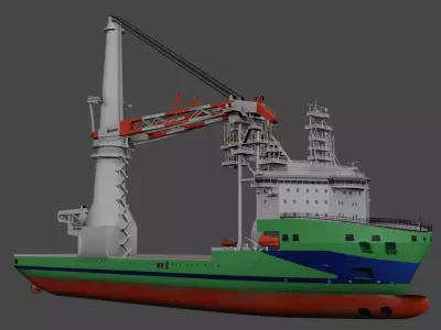 Offshore Heavy Lift Installation Vessel Low-poly 3D model