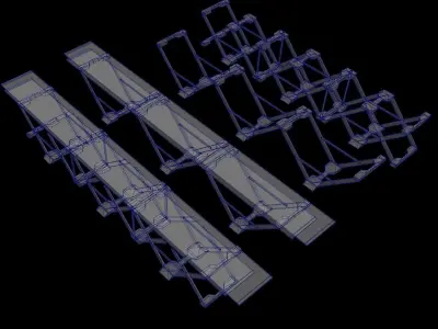 sci fi bridge foundation - Cyberpunk kit Low-poly 3D model