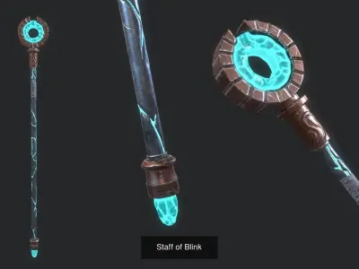 Low Poly Fantasy Stylish Staff Bundle 3D Model Pack