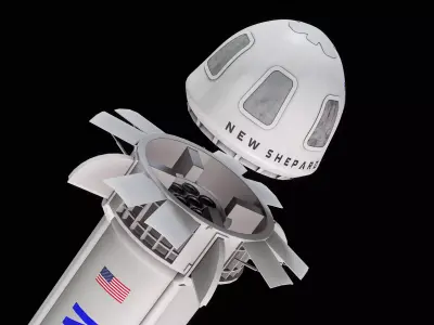 New Shepard Reusable Spacecraft - Blue Origin Spaceship PBR Low-poly 3D model