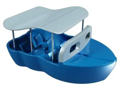 Cartoon Tourist Boat Low-poly 3D model
