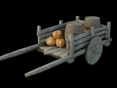 Medieval Cart Scene Low-poly 3D model