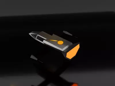 Low Poly Spaceship orange and object Free low-poly 3D model
