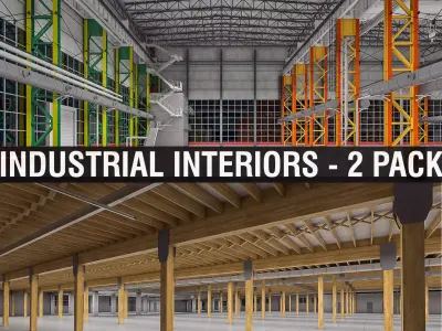 Industrial Interiors 2 Pack Low-poly 3D model