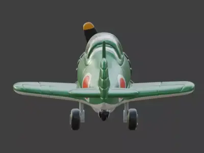 Stylized Chibi WWII Zero Fighter Low-poly 3D model