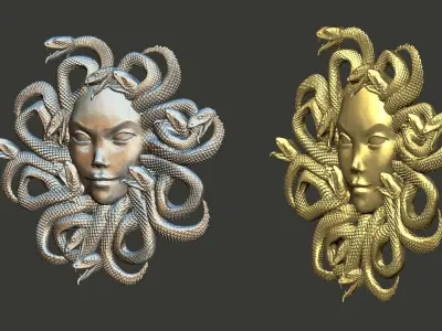medusagirl medusa head with snakes 3D print model