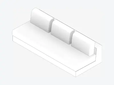 Seat - Sofa - Simplicity - Comfort - Triple - No Arm Low-poly 3D model