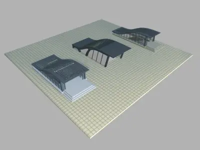 Section of Subway Station Low-poly 3D model