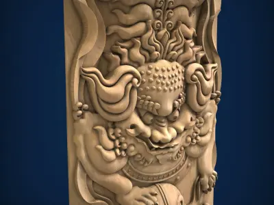 Carved panel painting STL 3D print model 6