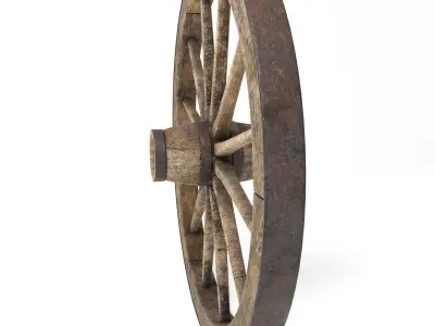 wooden wheel Rusty 3D model Low-poly 3D model