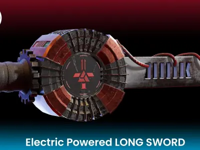 Electric Powered Long Sword Low Poly Low-poly 3D model