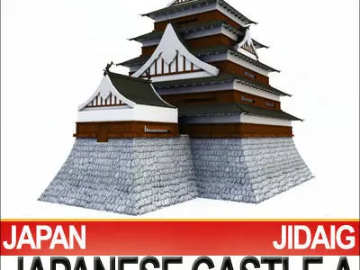 Japanese Castle A and Fortified Pond 3D model
