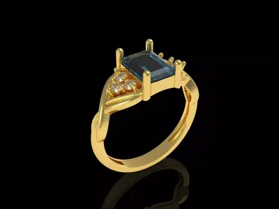 London Blue Emerald Ring 3D print model
