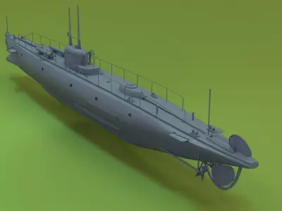 Brazilian F-Class Submarine Low-poly 3D model