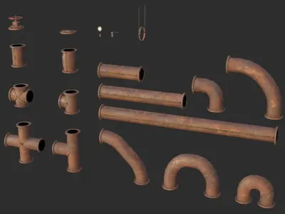 Rusted Pipes Low-poly 3D model