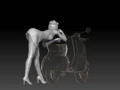 PIN UP and vespa girl 4 3D print model