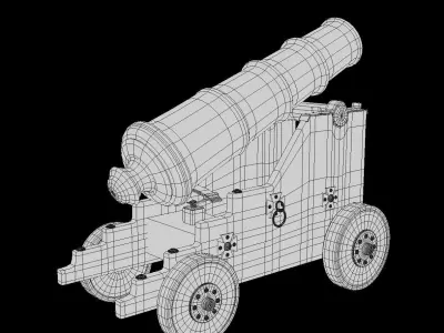 Old Naval Cannon War  Low-poly 3D model