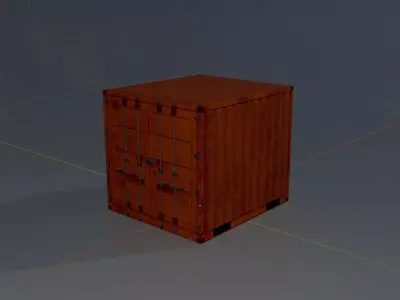 Shipping Container signal orange 6ft Low-poly 3D model