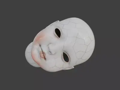 Cracked Porcelain Doll Head Low-poly 3D model