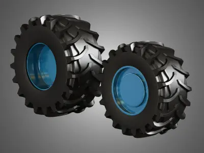 Tractor Tires  and Rims - T01 3D model