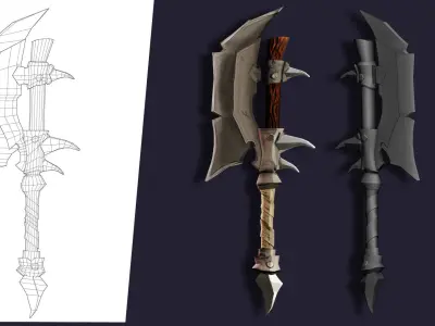 pack of 10 low poly fantasy weapons Low-poly 3D model